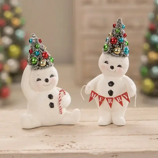Retro Merry Snowman With Tree 7" {5}