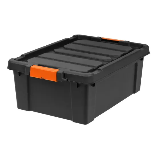 IRIS USA 12 Gal. Plastic Storage Bins with Lids, Latching Totes, Heavy Duty Containers Black {1}