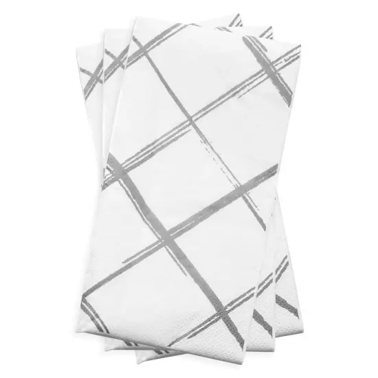 Durable White with Silver Diamond Paper Dinner Napkins (600 Napkins) {2}
