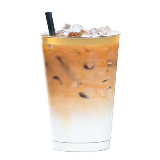 Clear with Metallic Gold Rim Round Tumblers - 12 oz. (240 Cups) {2}