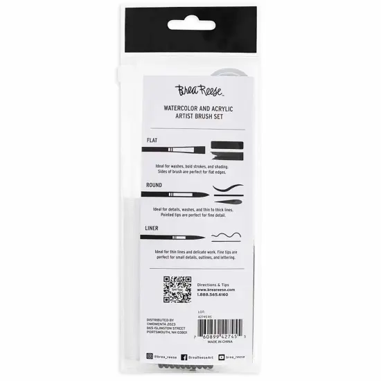 Brea Reese: Brush Set: Detailed Pack - 10pc - Gold Taklon Bristles, Storage Pouch, Perfect for Watercolor & Acrylic Paints, Adult Art Supplies {4}