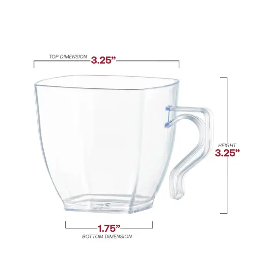 Clear Square Plastic Coffee Mugs - 8 oz. (192 Mugs) {3}