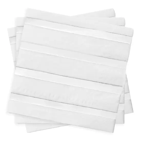 Durable White with Silver Stripes Paper Beverage/Cocktail Napkins (600 Napkins) {2}