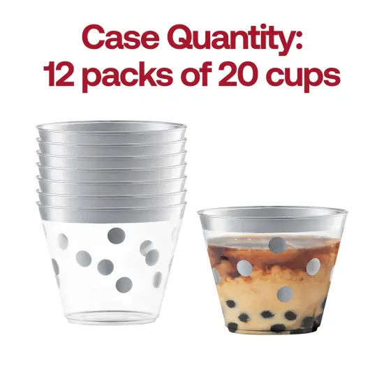 Clear with Silver Dots Round Disposable Plastic Party Cups - 9 oz. (240 Cups) {5}