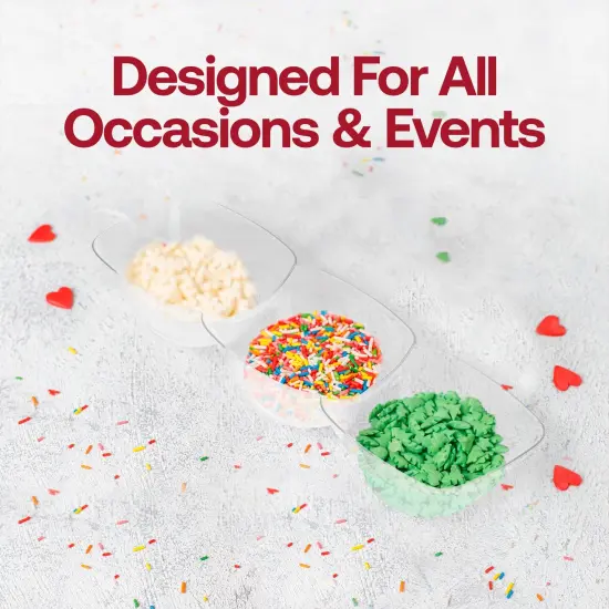 Clear Rectangular 3-Hole Mini Plastic Bowls (240 Bowls) {6}