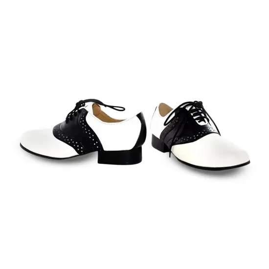 Saddle Shoe 1" Heel Child Shoes, White/Black {4}