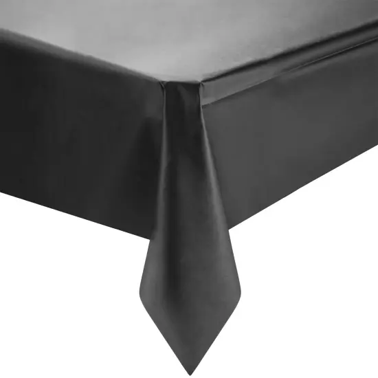 Black Rectangular Disposable Plastic Tablecloths - 54" x 108" (96 Tablecloths) {1}