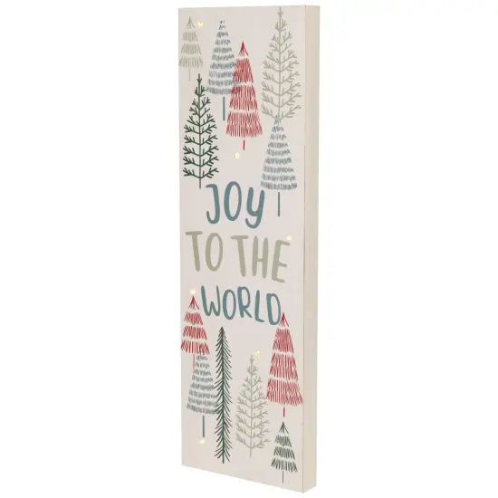 Northlight Lighted Joy to the World Pine Tree Christmas Wall Art - 19.75" White {5}