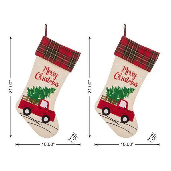 Set of 2 21''L Christmas Stockings - Red Truck/Dachshund 2pk Red Truck {4}