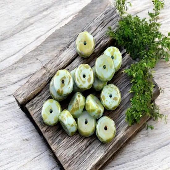 *15* 4x6mm Turquoise Picasso Fire Polished Rondelle Heishi Beads {2}