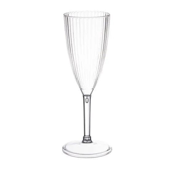 Clear Stripe Round Disposable Plastic Champagne Flutes - 8 oz. (48 Glasses) {1}