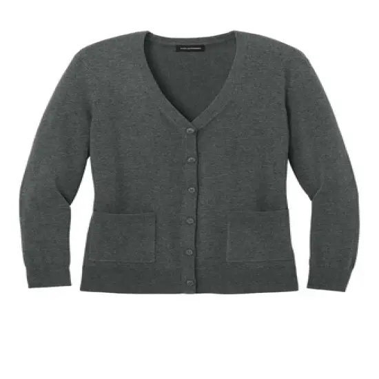 Port Authority&reg; Women&rsquo;s Easy Care Button Up Cardigan Sweater Charcoal heather {1}