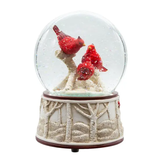 Kurt Adler 100MM Wind Up Musical Cardinals Water Globe {2}