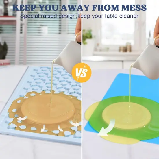 LET'S RESIN Premium Resin Collector Mat,20" x 14"Large Silicone Mat,Easy Cleanup & Heat Resistant Thick Silicone Mats for Crafts,Resin Molds, Epoxy Resin,Playdough Mat,Placemat(Blue) {3}