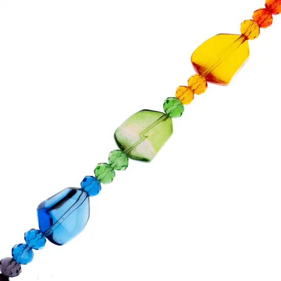 Crystal Lane DIY 7" Designer Glass Focal Bead Mix Strand Nuggets Rainbow Mix {1}