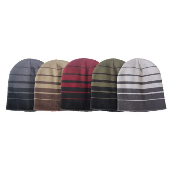 Men's Stripe Short Beanie Collection Assorted {3}