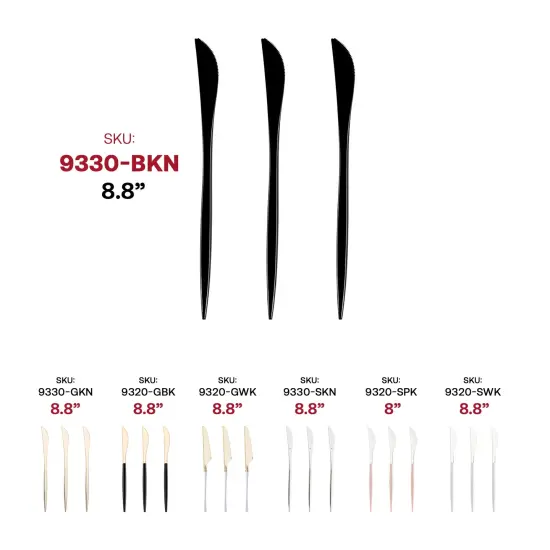 Solid Black Moderno Disposable Plastic Dinner Knives (480 Knives) {6}