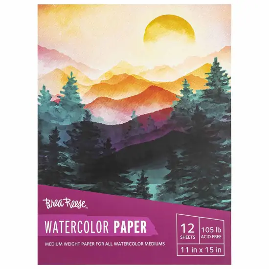 Brea Reese: Watercolor Paper Pad 50 Sheets - 11x15" - 105lb, Acid-Free, Durable & Glue-Bound, Perfect for Watercolor Painting, Adult Art Supplies {1}