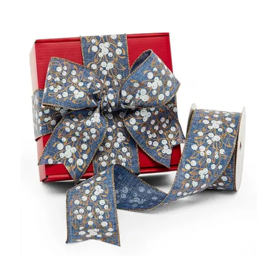 Sparkling Berries on Blue Wired Ribbon 2 1/2" x 10 yd {1}