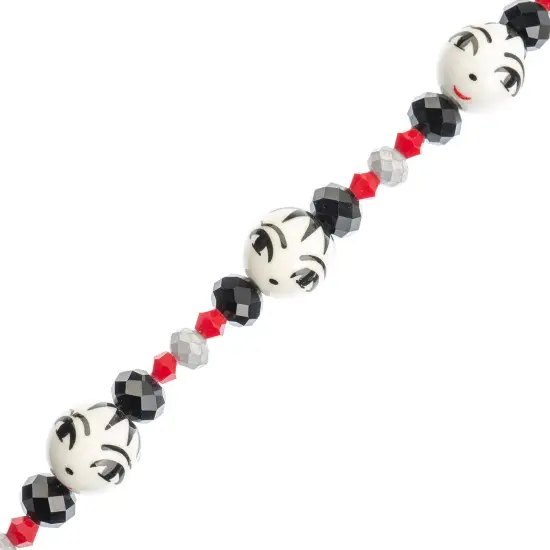Crystal Lane DIY 7" Designer Glass Focal Bead Mix Strand Face Black White Mix {1}