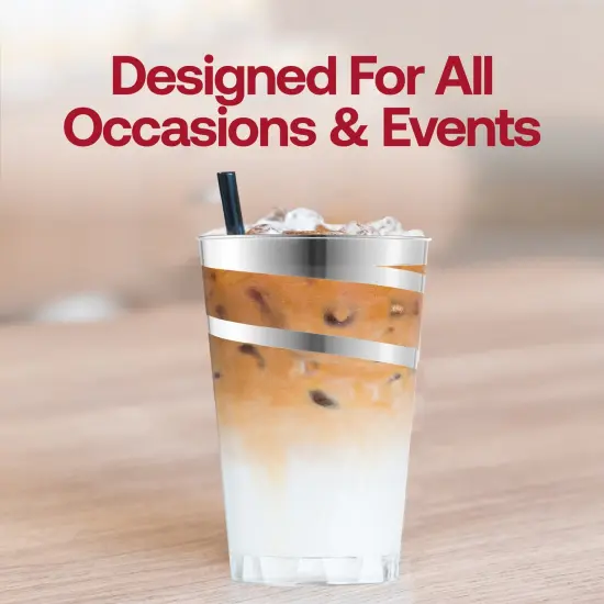 Clear with Silver Swirl Round Disposable Plastic Tumblers - 12 oz. (240 Cups) {6}