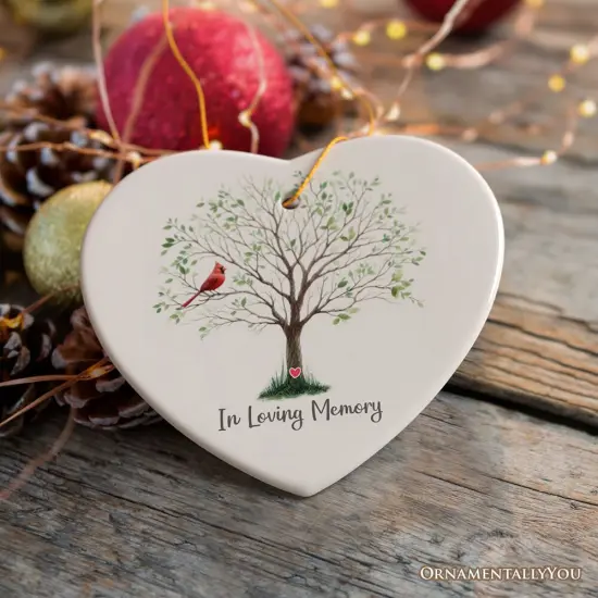 In Loving Memory of Mom and Dad Cardinal on a Tree Ornament, Heavenly Christmas Remembrance Gift {7}