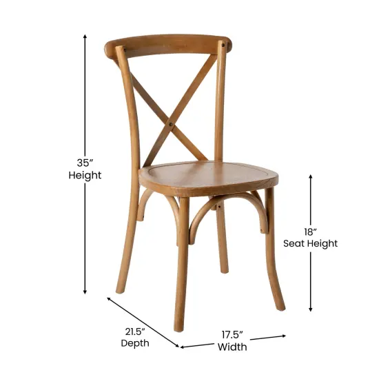 Merrick Lane Davisburg Stackable Wooden Cross Back Bistro Dining Chair Pecan {5}