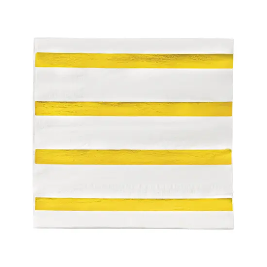 Durable White with Gold Stripes Paper Beverage/Cocktail Napkins (600 Napkins) {1}