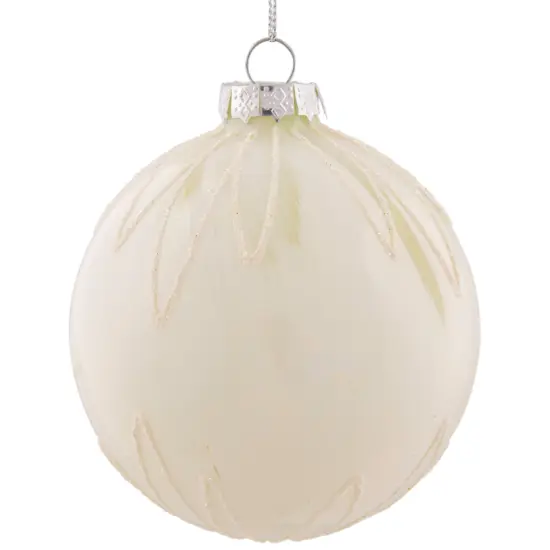 Northlight Starburst Glass Ball Christmas Ornament - 4" - Brushed White {7}