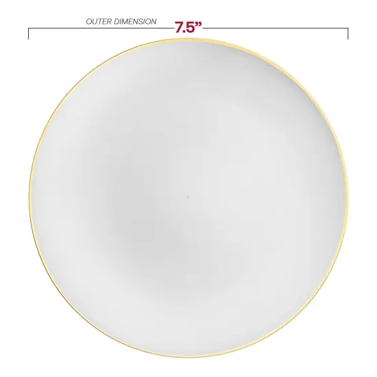 White with Gold Rim Organic Round Disposable Plastic Appetizer/Salad Plates - 7.5" (120 Plates) {3}