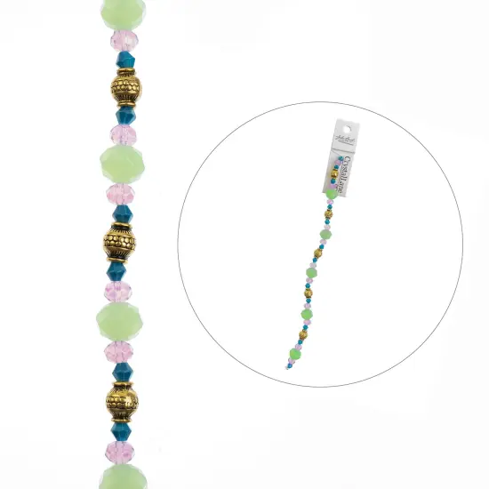 Crystal Lane DIY 7" Mixed Designer Glass Bead Mix Strand Light Green Mix {5}