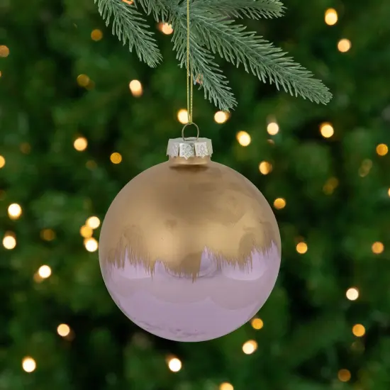Northlight 3.5" Brushed Matte Gold and Shiny Lavender Glass Ball Christmas Ornament {1}