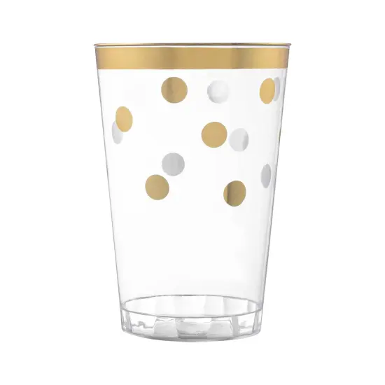 Clear with Gold Dots Round Disposable Plastic Tumblers - 12 oz. (240 Cups) {1}