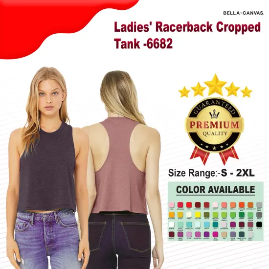 Bella + Canvas&reg; Ladies Racerback Cropped Tank HTHR DUSTY BLUE {2}