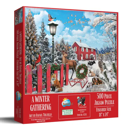 Sunsout A Winter Gathering 500 pc Christmas Jigsaw Puzzle 42311 {3}
