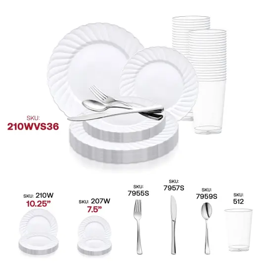 White Flair Plastic Wedding Value Set (36 Settings) {5}