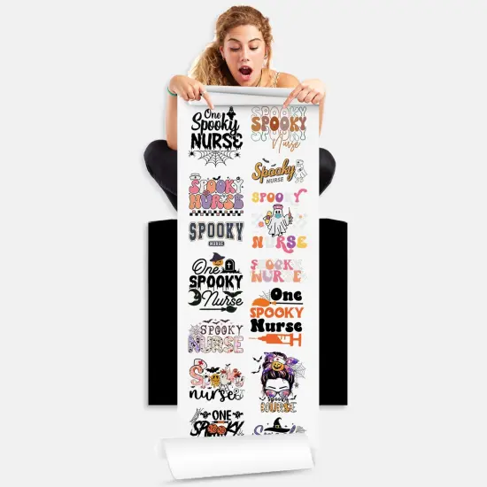 Spooky Nurse DTF Transfer 22x60 Direct-to-Film Gang Sheets Iron On Transfers - 14 Adult Prints {2}