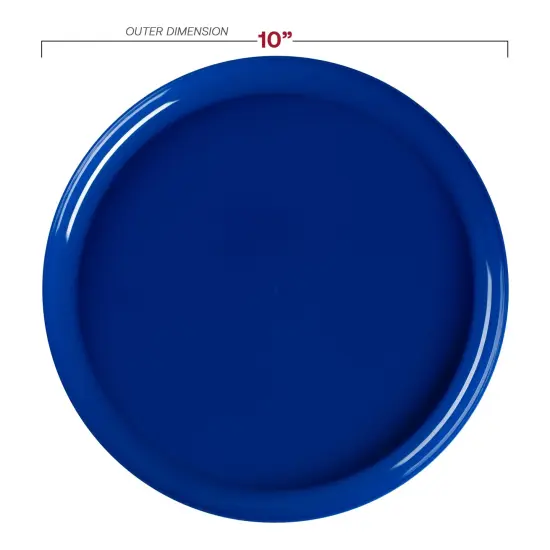 Solid Blue Flat Round Disposable Plastic Dinner Plates - 10" (120 Plates) {3}