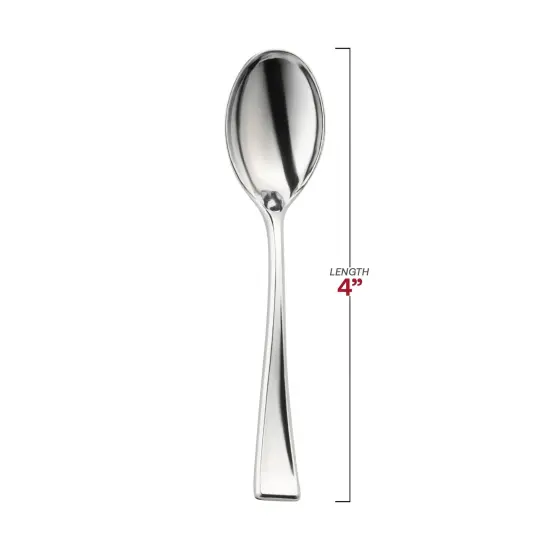 Shiny Metallic Silver Mini Plastic Disposable Tasting Spoons (960 Spoons) {3}