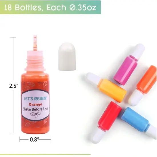 LET&rsquo;S Resin 18 Colors Epoxy Pigment, Opaque Liquid Resin Colorant Each 0.35oz,Odorless Epoxy Resin Dye Solid Color Liquid Dye for Resin Jewelry DIY Crafts Art Making {3}