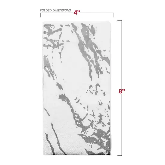 Durable White with Silver Marble Paper Dinner Napkins (600 Napkins) {3}
