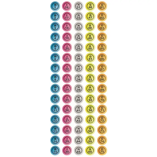 Ping Pong Style Replacement Bingo Balls, Multi-Colored (Set of 75) {2}