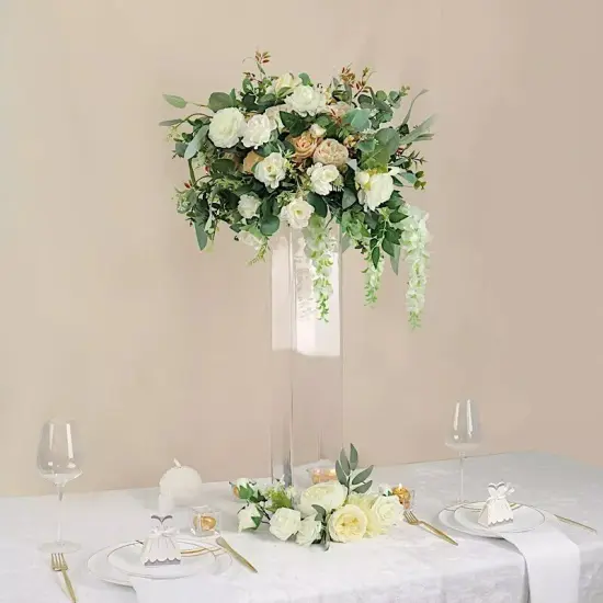 2 Clear 28 in Square Cylinder Glass Flower VASES Table Centerpieces Party Events {2}