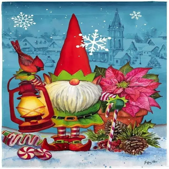 Elf Gnome Christmas Garden Flag 2 Sided Textured {1}