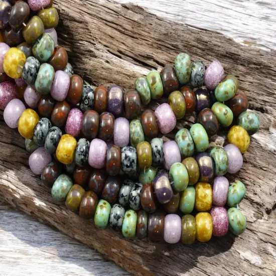 33/0 Aged Rosaline Striped Picasso Seed Bead Mix (9" Strand) {4}