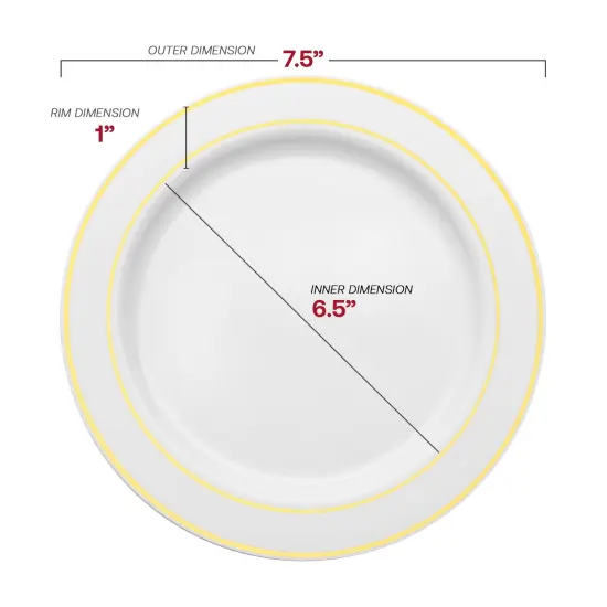 White with Gold Edge Rim Plastic Dinnerware Value Set (120 Guests) {4}