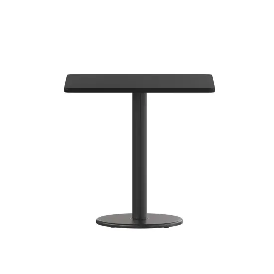 Emma and Oliver 30" Square Laminate Table Top with 18" Round Table Height Base Black {5}
