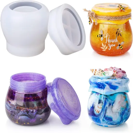 LET'S RESIN Pudding Jar Resin Molds with Lid, Epoxy Molds Silicone for Storage Bottle,Candle Holder,Candy Container, Epoxy Casting Craft,Flower Pot, Gifts {1}