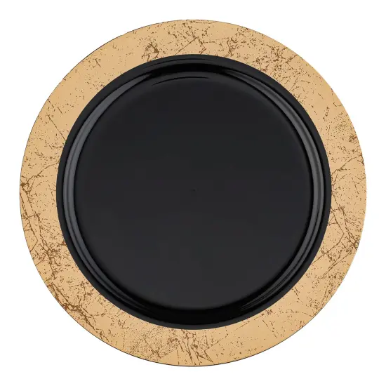 Black with Gold Marble Rim Disposable Plastic Appetizer/Salad Plates - 7.5" (120 Plates) {2}