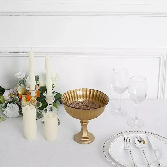 Gold 7 in Metal Compote VASE Roman Style Flower Pedestal Pot Party Decorations {2}